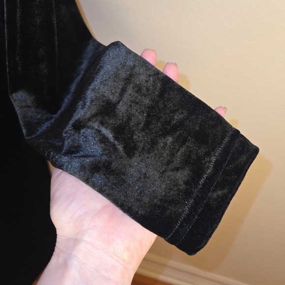 Impressions of California Black Velvet A-Line Dress Long Sleeve Vintage 90s M - Picture 6 of 11